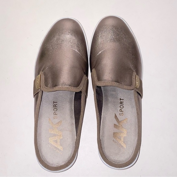 Anne Klein AK Sport Bronze Metallic Slip On Wedge Slides Mules - Picture 7 of 16